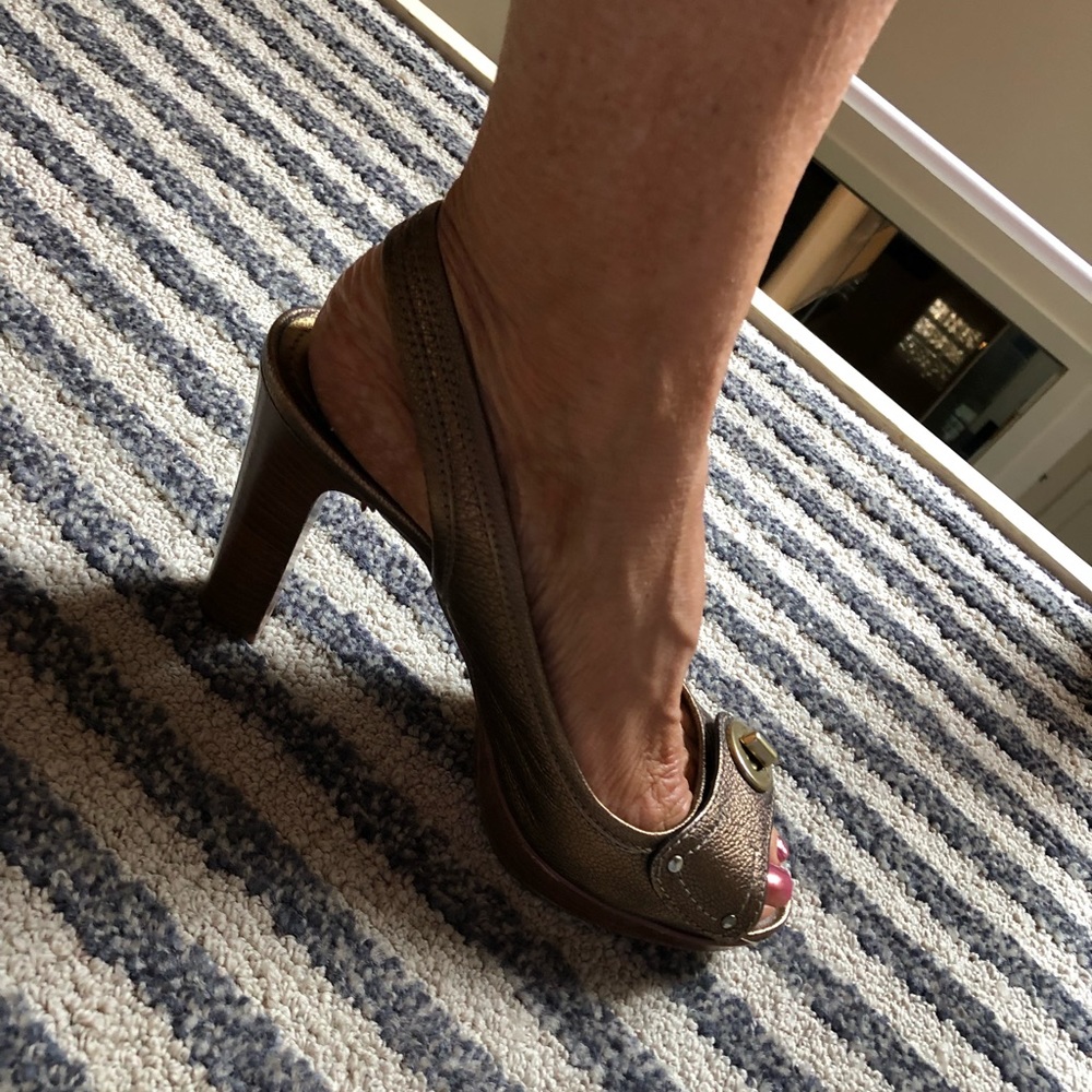 Coach gold sling back sandal